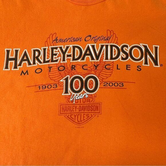 HARLEY-DAVIDSON Motorcycles Orange ZYLSTRA Tshirt Men’s Size Large - Picture 4 of 11